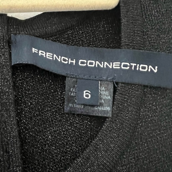 French Connection shimmery black bodycon long sleeve mini dress - Picture 4 of 5